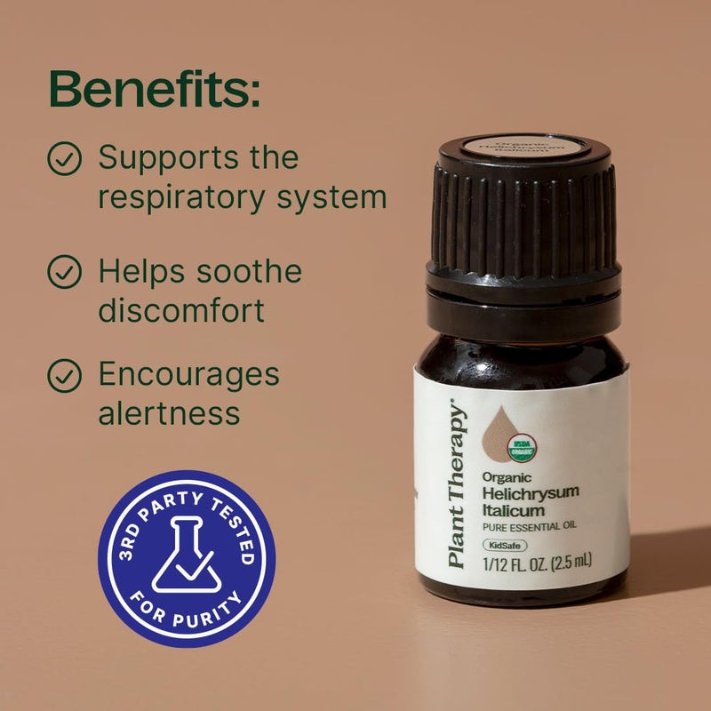 Plant Therapy Organic Helichrysum Italicum Essential Oil for Skin 100% Pure, USDA Certified Organic, Undiluted, Natural Aromatherapy for Diffusion, Therapeutic Grade 2.5 mL (1/12 oz) - Image 2